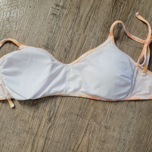 Xhilaration NWOT Tie Halter Swimsuit Bikini Top ~ XL ~ Orange & White Floral - Picture 6 of 7